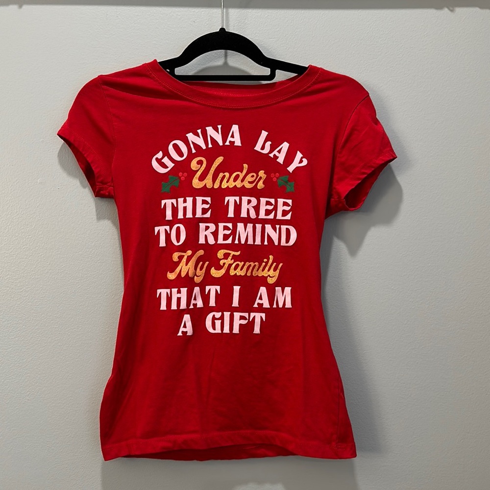 Christmas Holiday Funny Juniors tee shirt Sz M